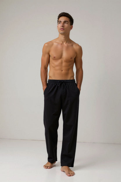 Cotton & Linen Blend Drawstring Pants