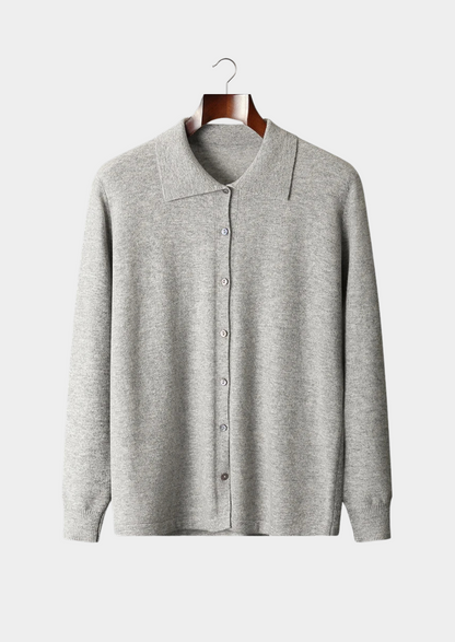 100% CASHMERE POLO CARDIGAN