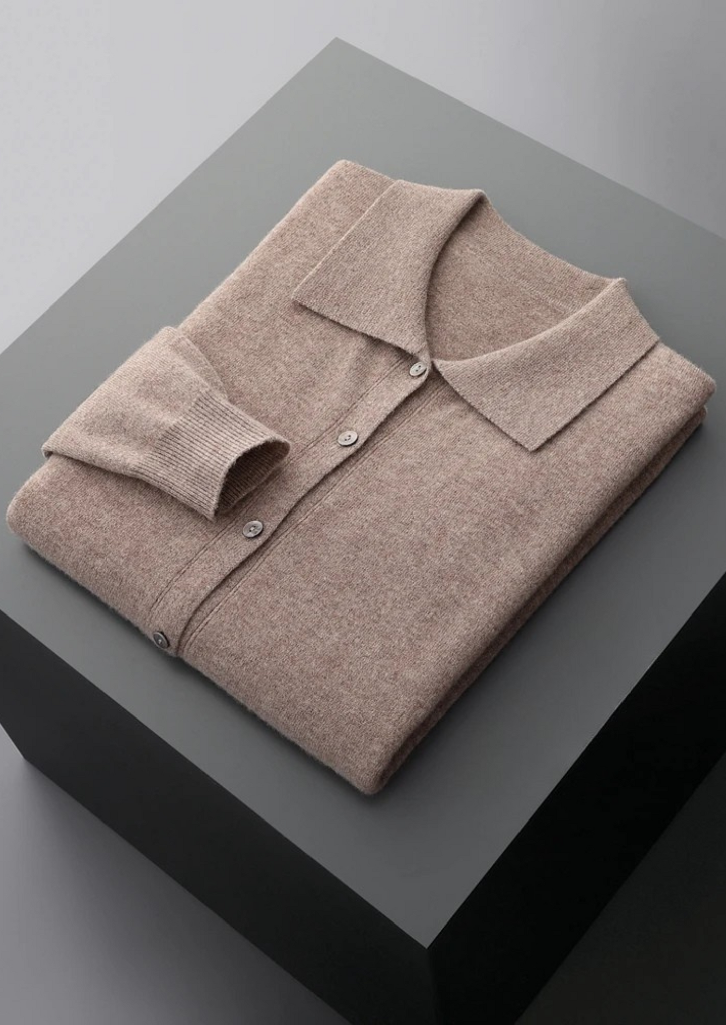 100% CASHMERE POLO CARDIGAN