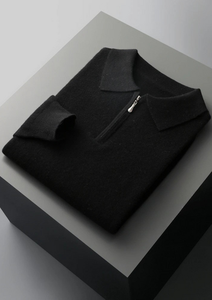 WOOL HALF ZIP POLO