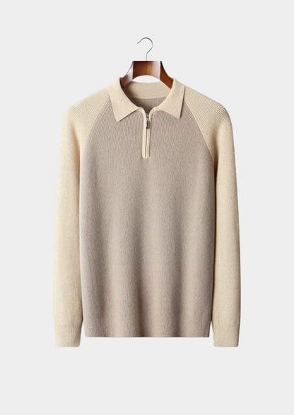 TWO TONE ZIPPER SWEATER POLO
