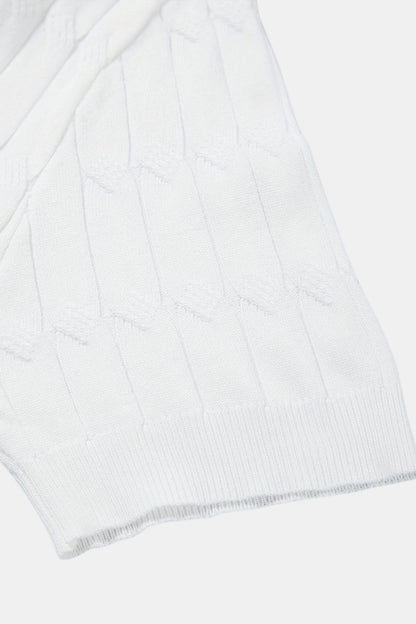 Premium V-Neck Cable Knit Polo