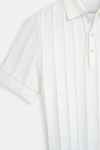 Vertical Striped Button Up Polo