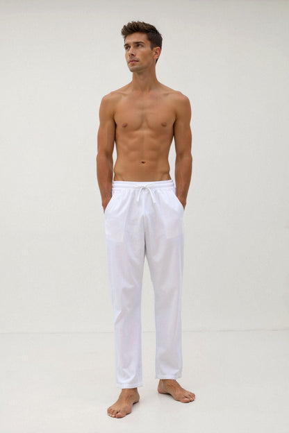 Cotton & Linen Blend Drawstring Pants
