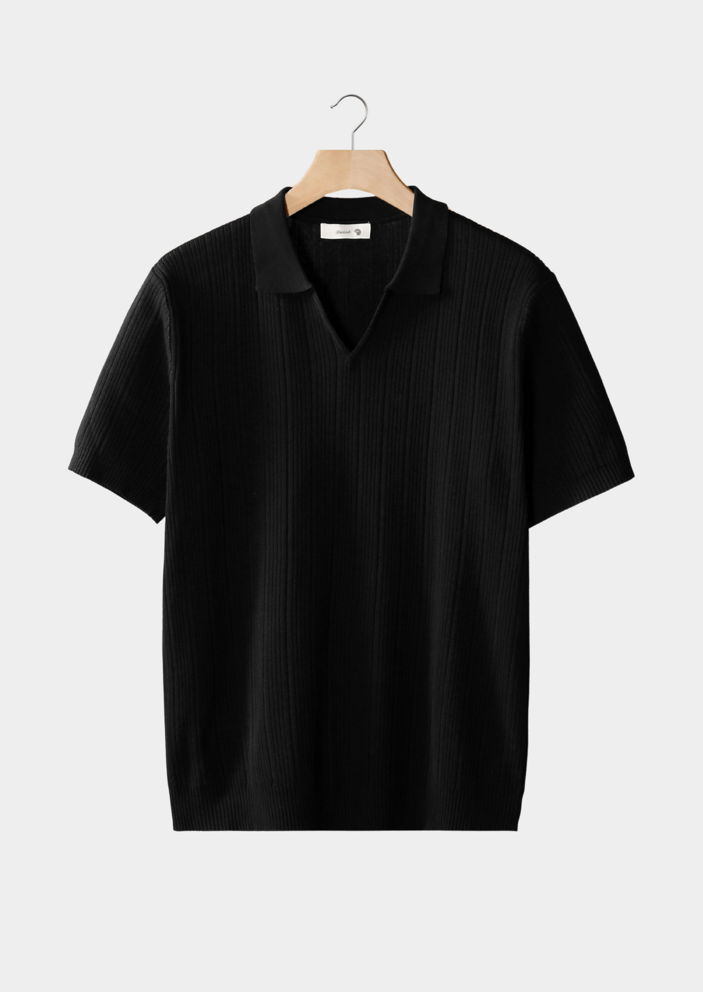 OPEN COLLAR RIBBED POLO