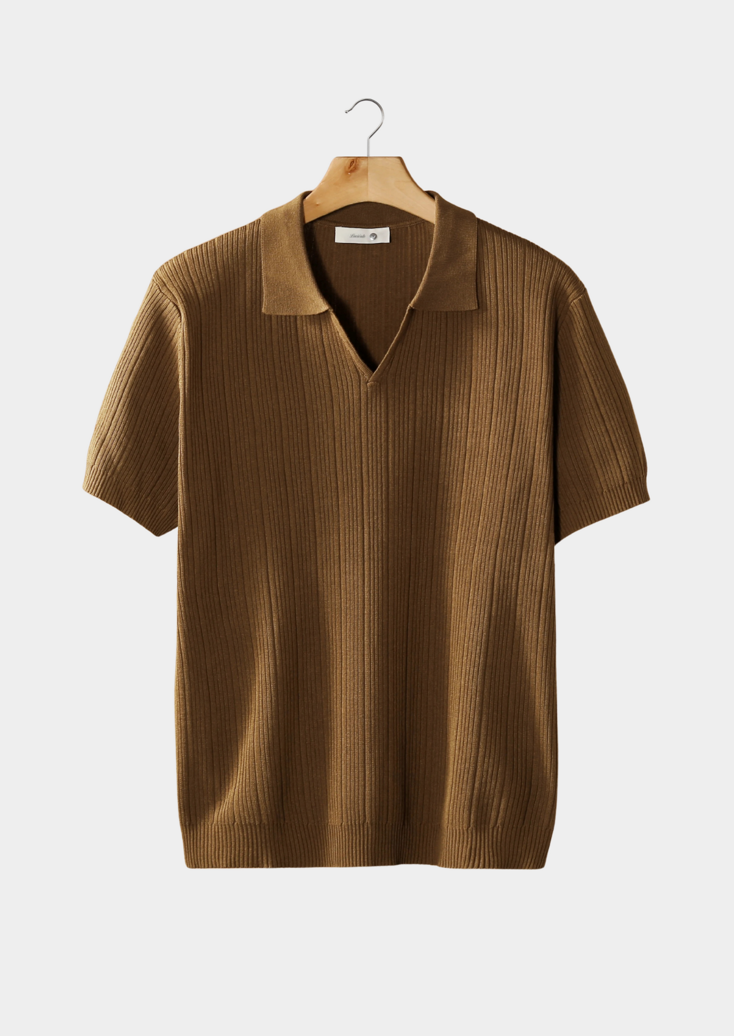 OPEN COLLAR RIBBED POLO
